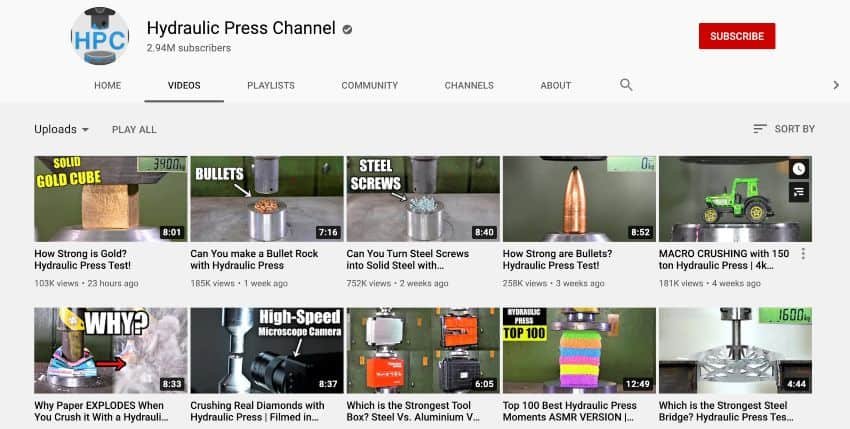 Hydraulic Press YouTube Channel