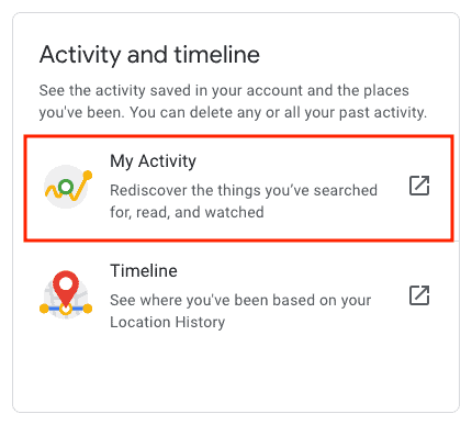 Activity in Google Account