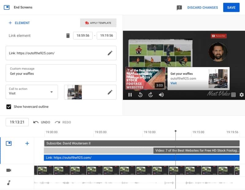 How to add clickable links in YouTube End Screens