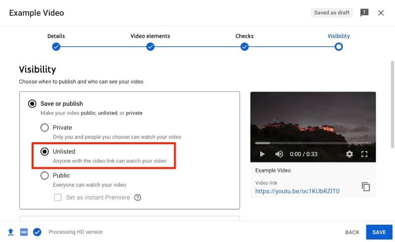 How to upload unlisted Youtube videos