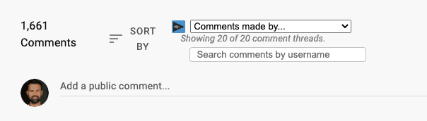 YouTube Comments - How to search for users with VidIQ