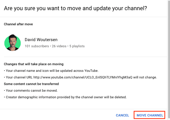 Move your existing channel to a brand channel