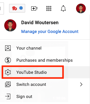 Access YouTube Studio on desktop