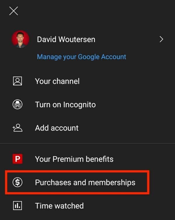 How to access purchases and memberships from the YouTube app