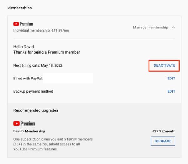 How to cancel YouTube Premium on desktop