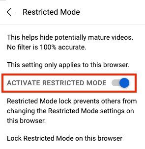 how to deactivate restricted mode on YouTube