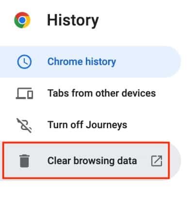 Select clear browsing data