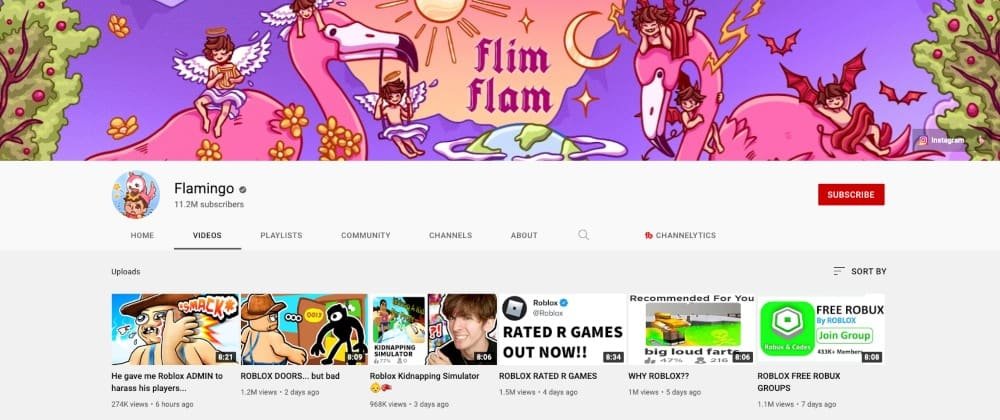 Flamingo's YouTube channel