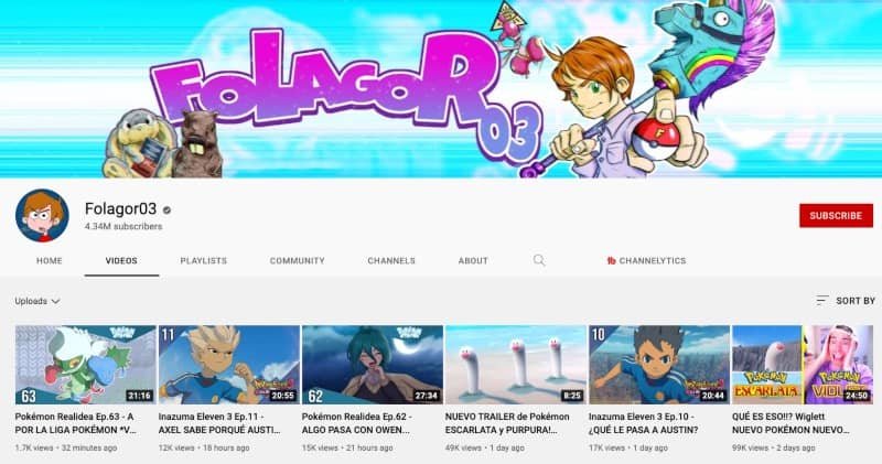 Folagor03 is one of the most popular Best Pokémon YouTubers