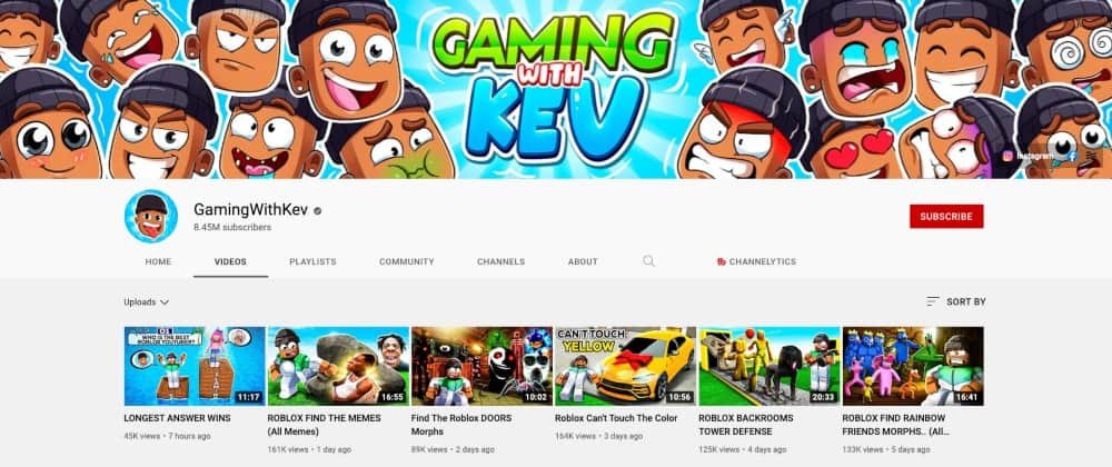 GamingwithKev's YouTube channel