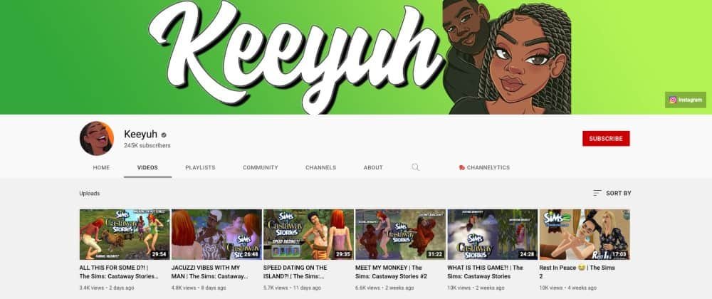 Keeyuh's YouTube channel