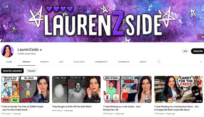 LaurenZSide's YouTube Channel