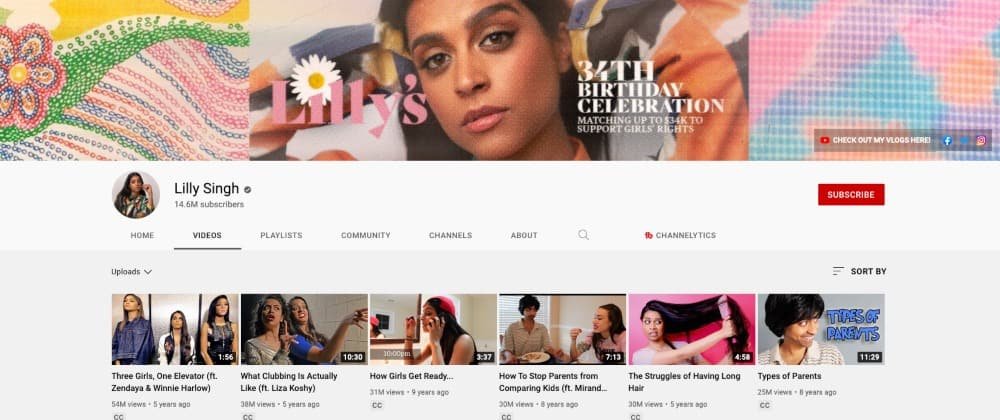 Lilly Singh's YouTube channel