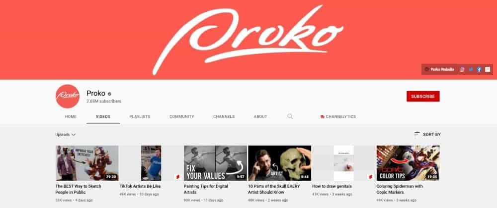 Proko's YouTube channel