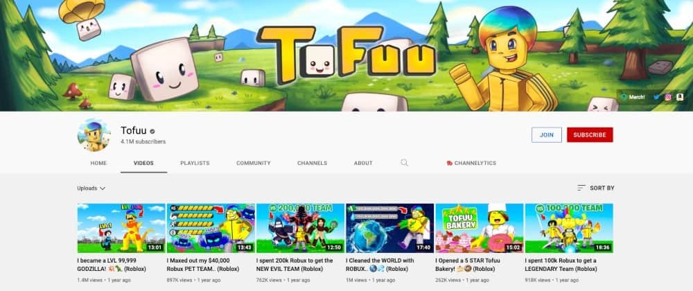 Tofuu's YouTube channel