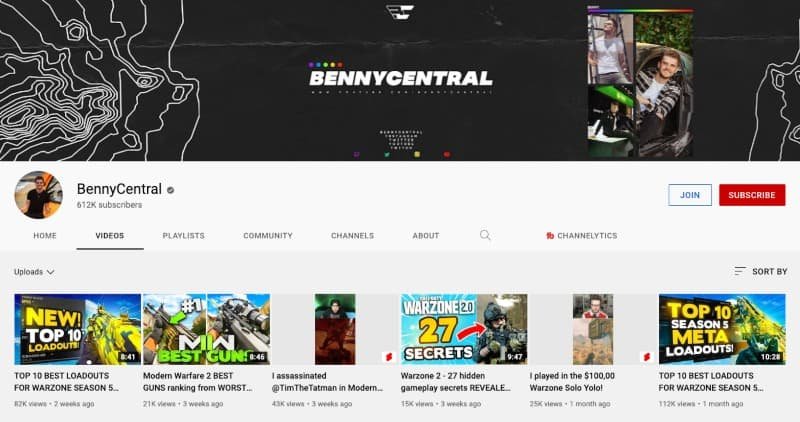 BennyCentral's YouTube channel