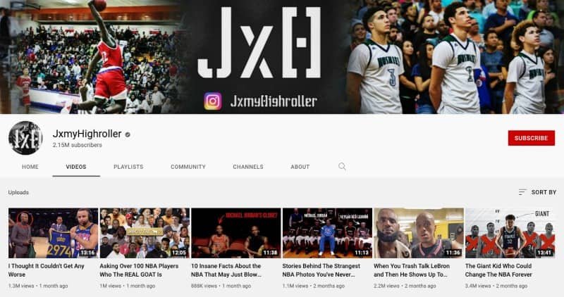 JxmyHighroller is one of the most popular basketball youtubers
