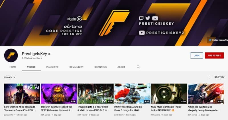 PrestigeIsKey's YouTube channel