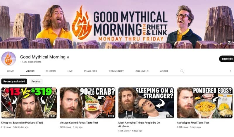 Good Mythical Morning YouTube Channel