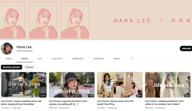 Hana Lee's YouTube Channel