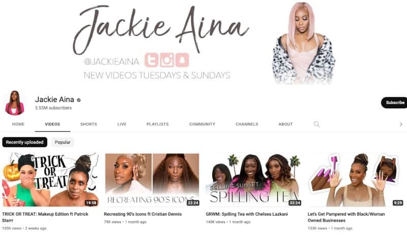 Jackie Aina's YouTube Channel