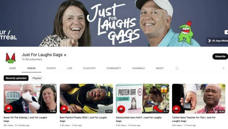 Just for laughs gags prank channel