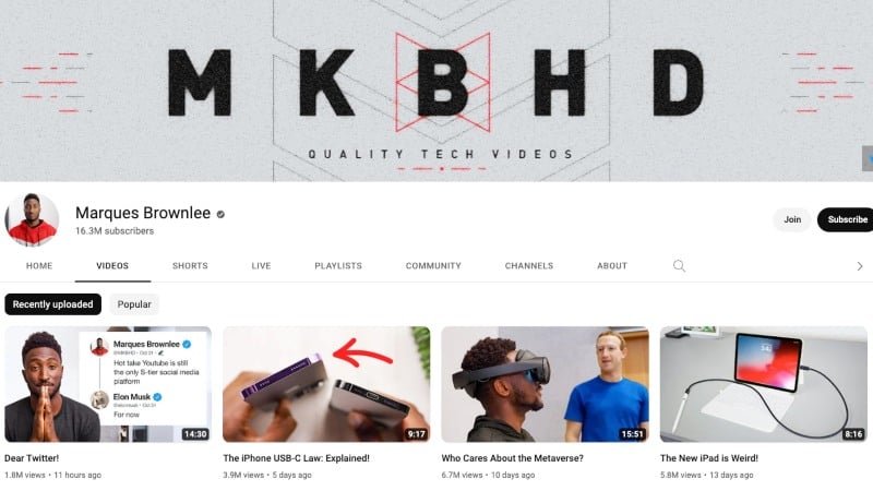 MKBHD's YouTube Channel