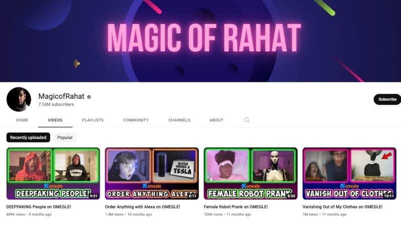 Magic of Rahats youtube channel