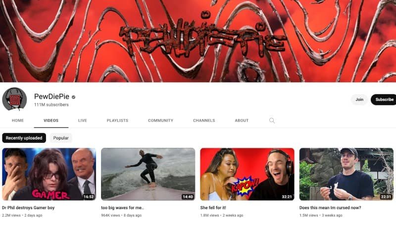 PewDiePie's YouTube Channel
