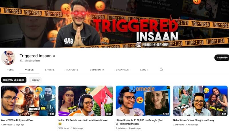 Triggered Insaan's YouTube Channel