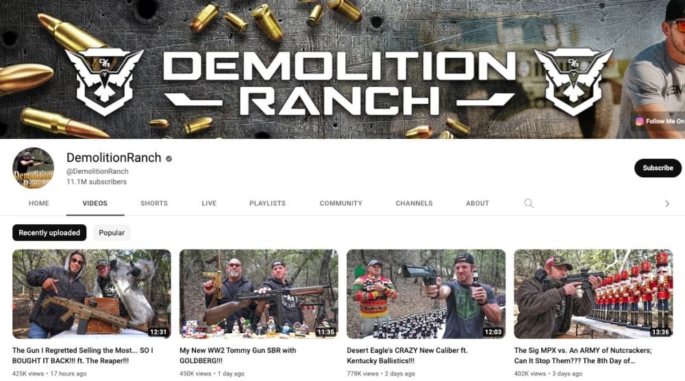 DemolitionRanch YouTube Channel