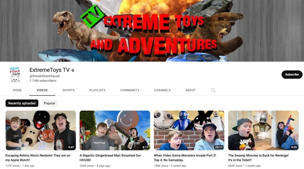 ExtremeToyTV's YouTube Channel