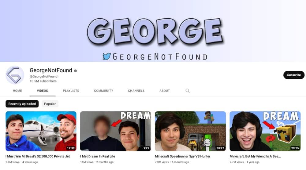 GeorgeNotFound's YouTube Channel