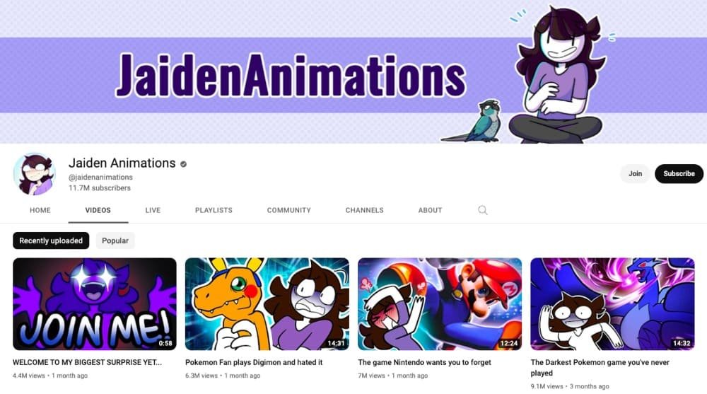 JaidenAnimations YouTube Channel