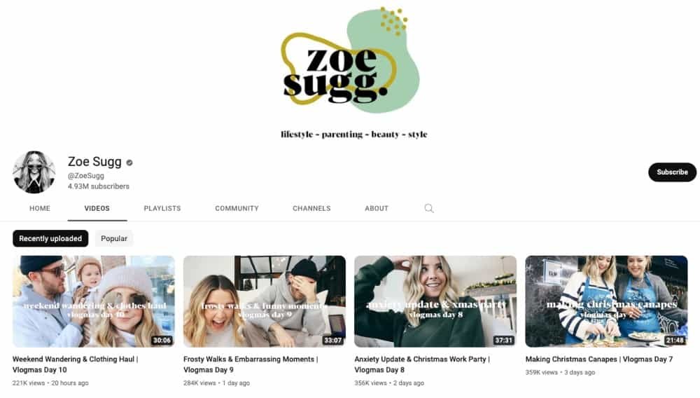 Zoe Sugg's YouTube Channel