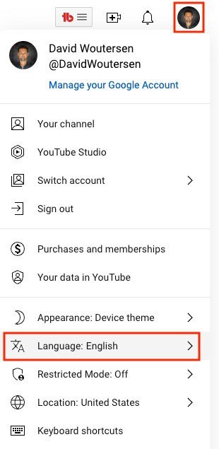 How to change language on YouTube